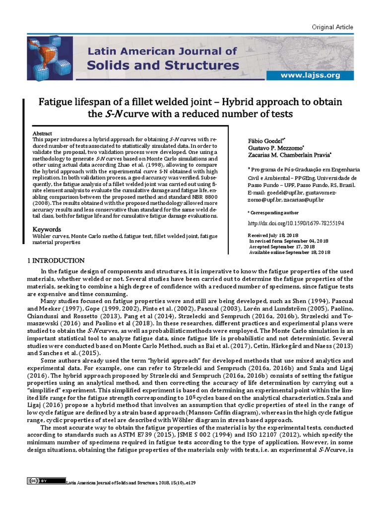 Fatigue Lifespan of A Fillet Welded Joint - Hybrid | PDF | Fatigue ...