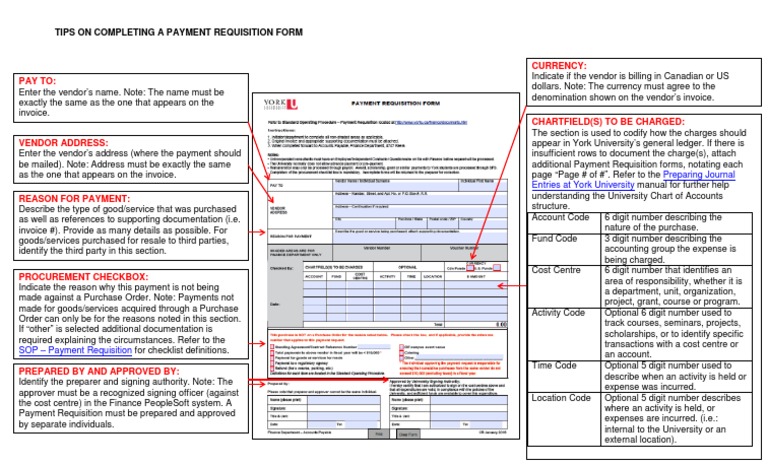 Completing a Payment Requisition Form | PDF | Payments | Invoice