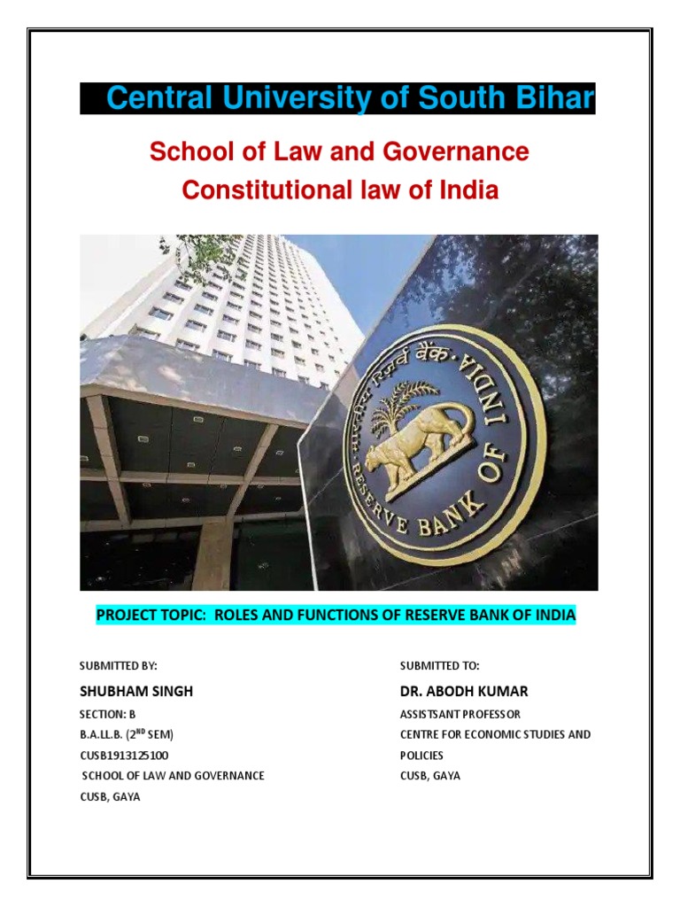 Economics Project On Rbi PDF | PDF | Bank Regulation | Reserve Bank Of ...