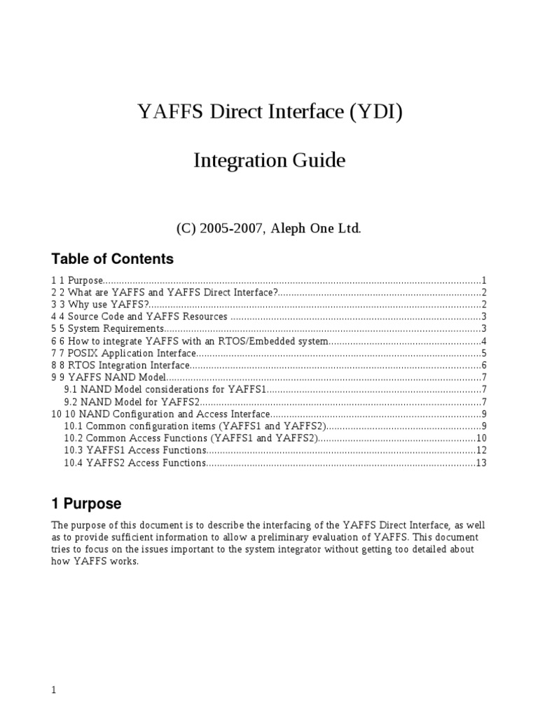 YAFFS Direct Interface Integration Guide | PDF | Flash Memory ...