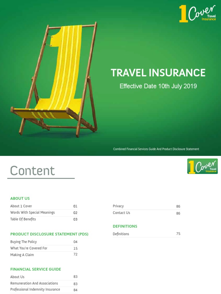 Travel Insurance: Effective Date 10th July 2019 | PDF | Insurance ...