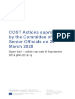 COST Actions Approved by The Committee of Senior Officials On 24 March 2020