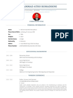 Muchammad Atho Romadhoni: Curriculum Vitae Personal Information