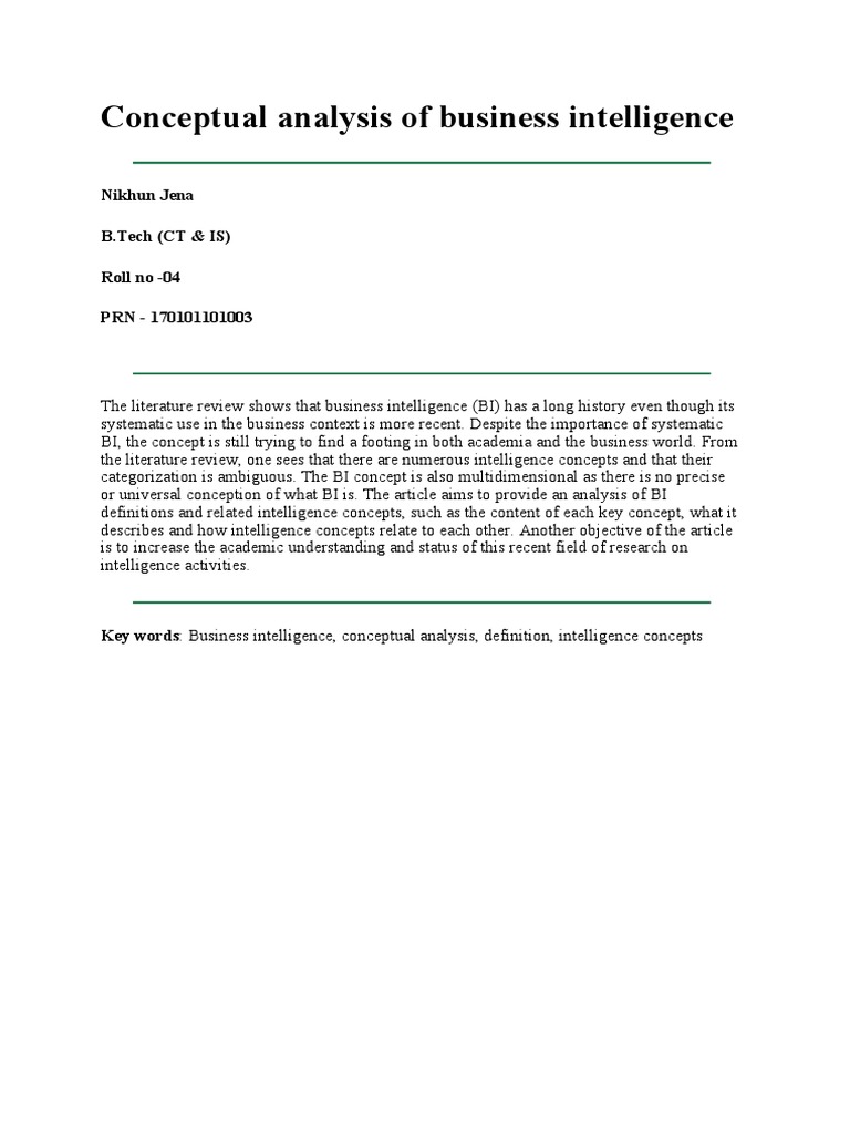 Conceptual Analysis of Business Intelligence | PDF | Business ...