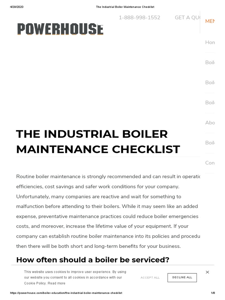 Planned Boiler Maintenance Checklist PDF PDF Boiler Combustion