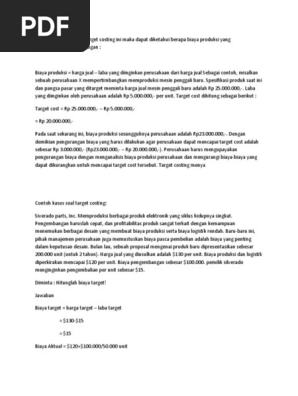 Contoh Soal Target Cost