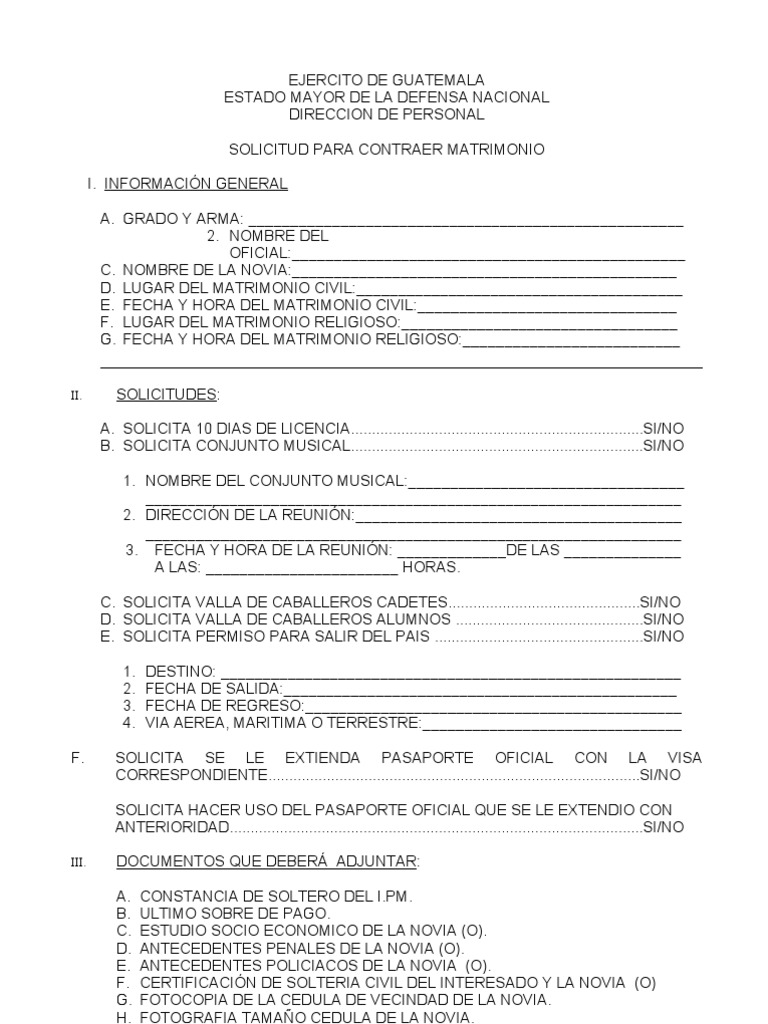 Solicitud para Contraer Matrimonio | PDF | Derecho, image size:768x1024