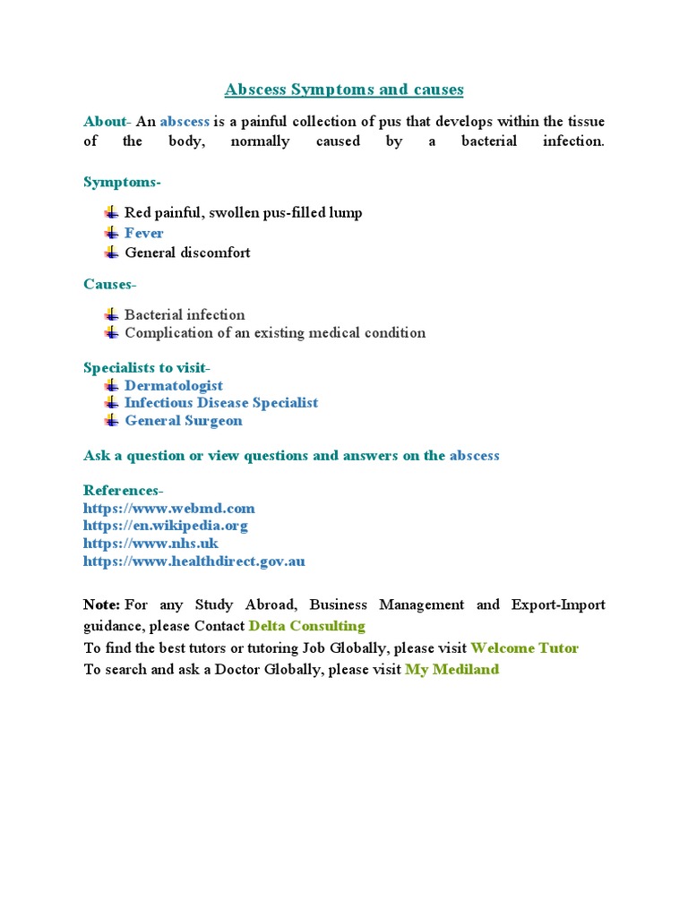 Abscess Symptoms and Causes | PDF