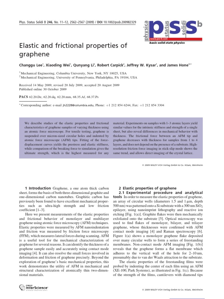 Elastic and Frictional Properties of Graphene | PDF | Graphene | Atomic ...