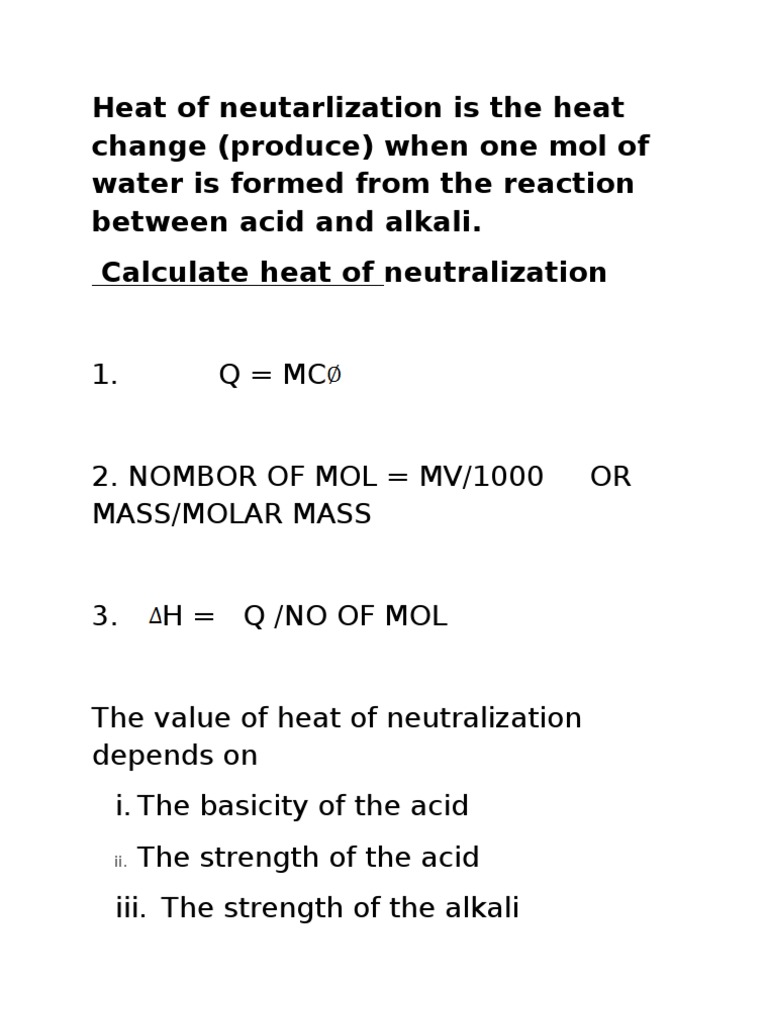 Calculate Heat of Neutralization