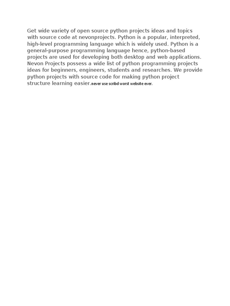 Open Source Python Project Ideas | PDF | Technology & Engineering