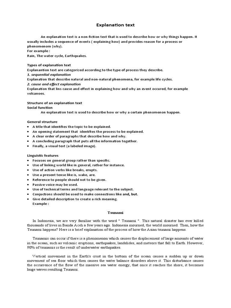 Explanation Text Tsunami Earthquakes