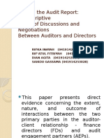 Behind The Audit Report: A Descriptive Study of Discussions and Negotiations Between Auditors and Directors