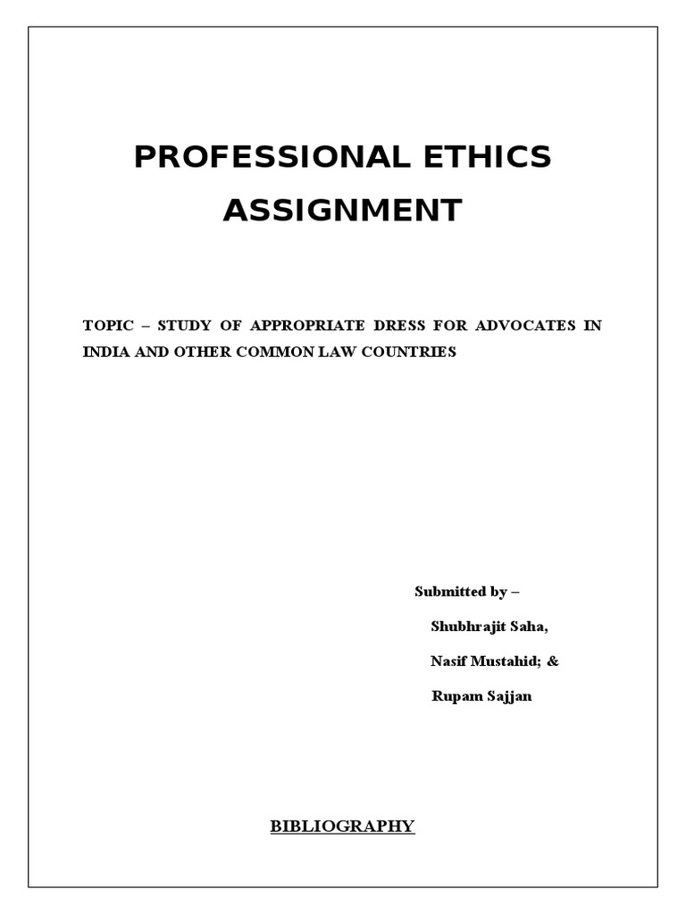 Professional Ethics Assignment | PDF | Advocate | Wig