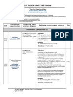 Teaching Experience Log 2019