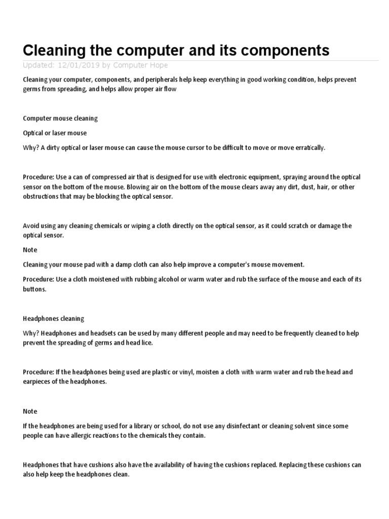 Cleaning The Computer and Its Components PDF Vacuum Cleaner