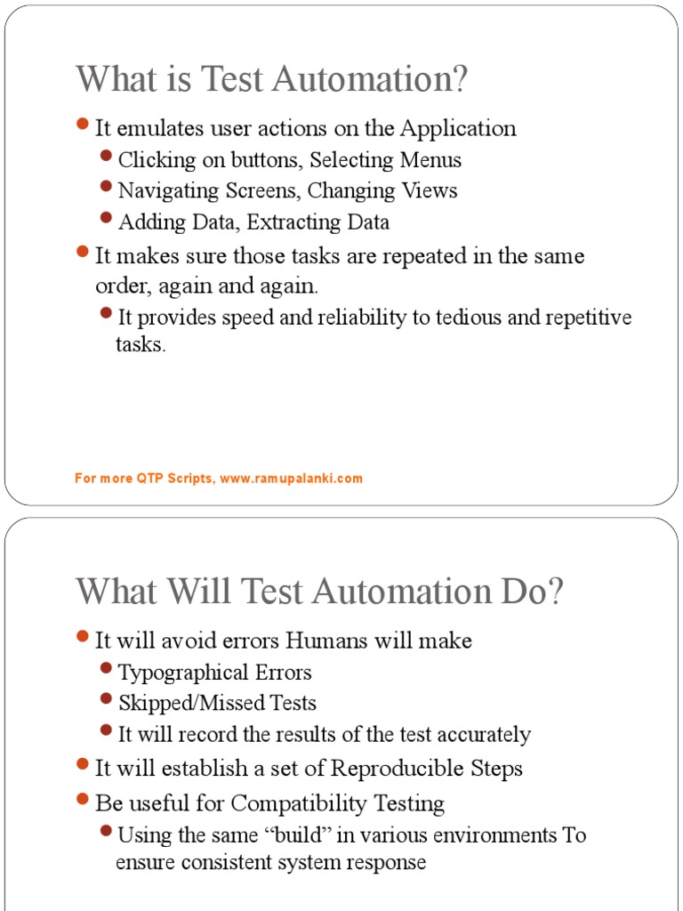 QTP Test Automation Overview | PDF | Information Age | Technology ...