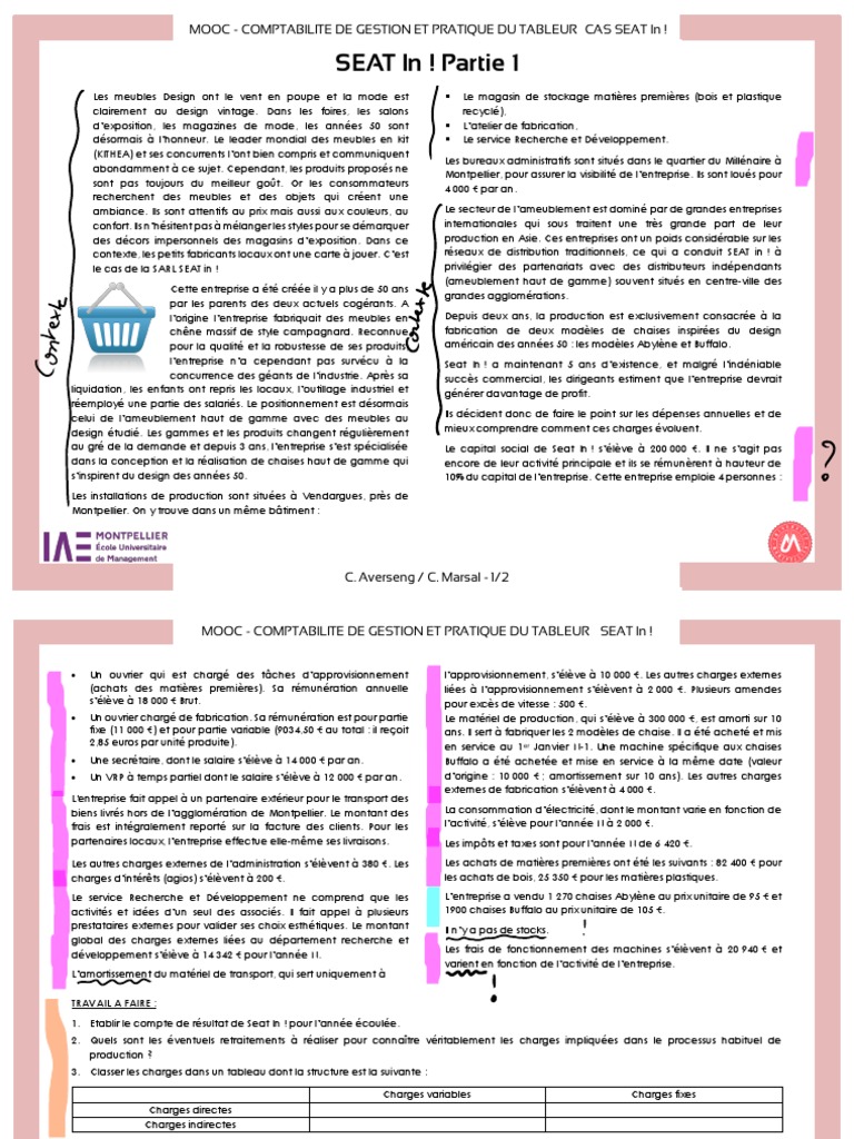Mooc Comptabilité De Gestion Et Pratique Du Tableur E - Seat in Partie1Comment PDF | PDF | Meubles | Facture