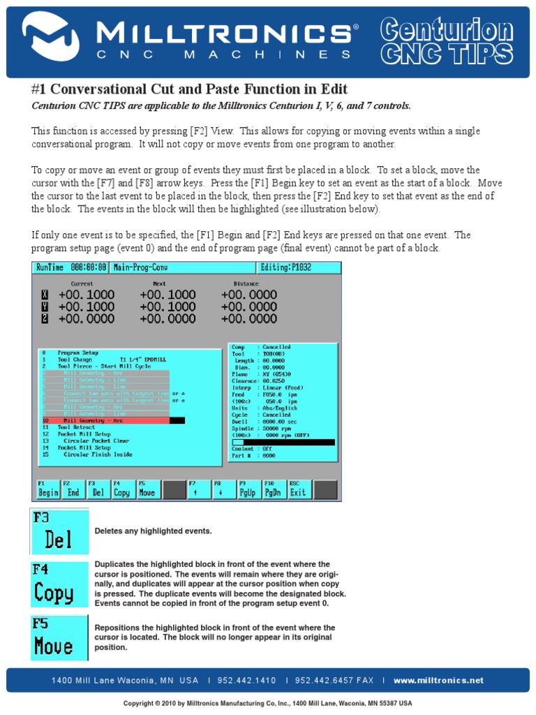 CNC Tips: #1 Conversational Cut and Paste Function in Edit | PDF ...