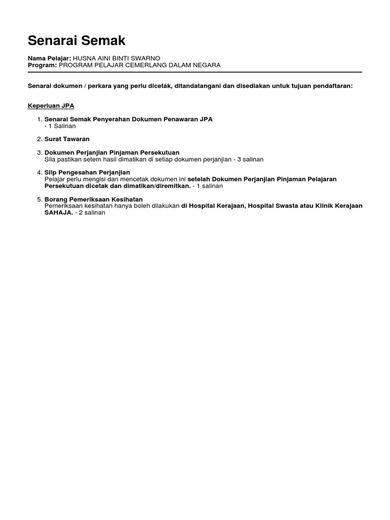Senaraisemak PDF | PDF