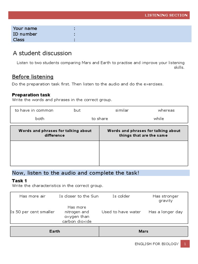 Student Discussion on Mars vs Earth | PDF | Language Arts & Discipline