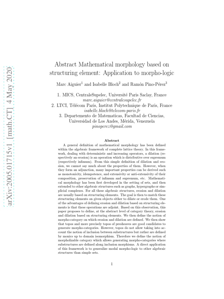 Abstract Mathematical Morphology Based On Structuring Elem | PDF ...