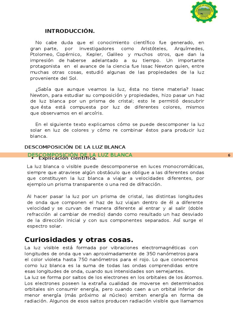 Descomposición de la Luz Blanca | PDF | Ligero | Color