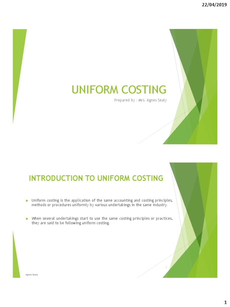 Introduction To Uniform Costing PDF Cost Accounting Cost