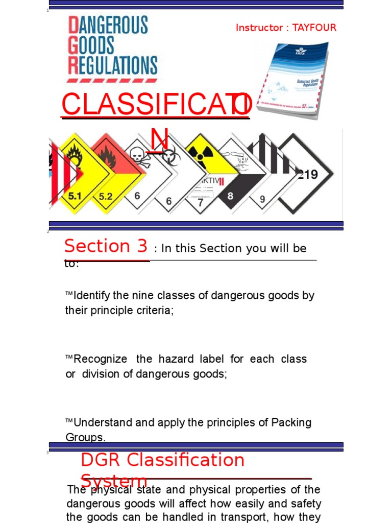 DGR Classification and Hazard Identification | PDF
