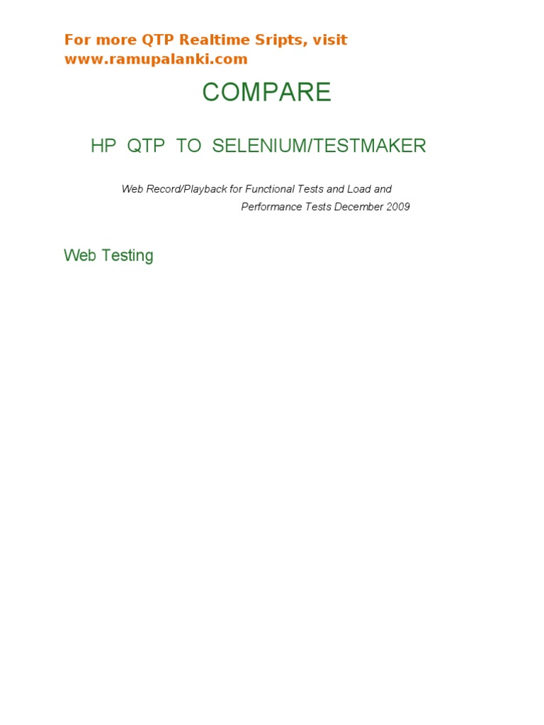 TestMaker Selenium QTP Comparison | PDF | Computer Engineering ...
