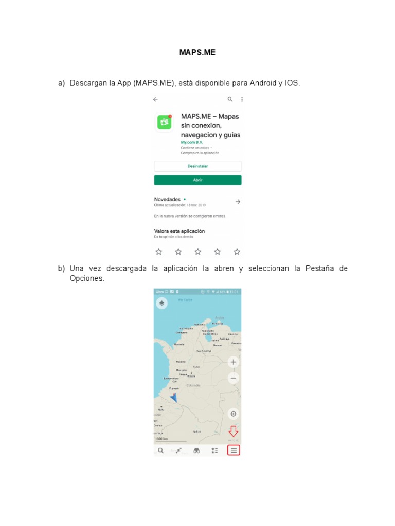 Guía de uso de la app MAPS.ME | PDF