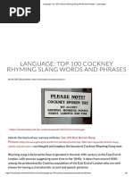 Top 100 Cockney Rhyming Slang Phrases | PDF