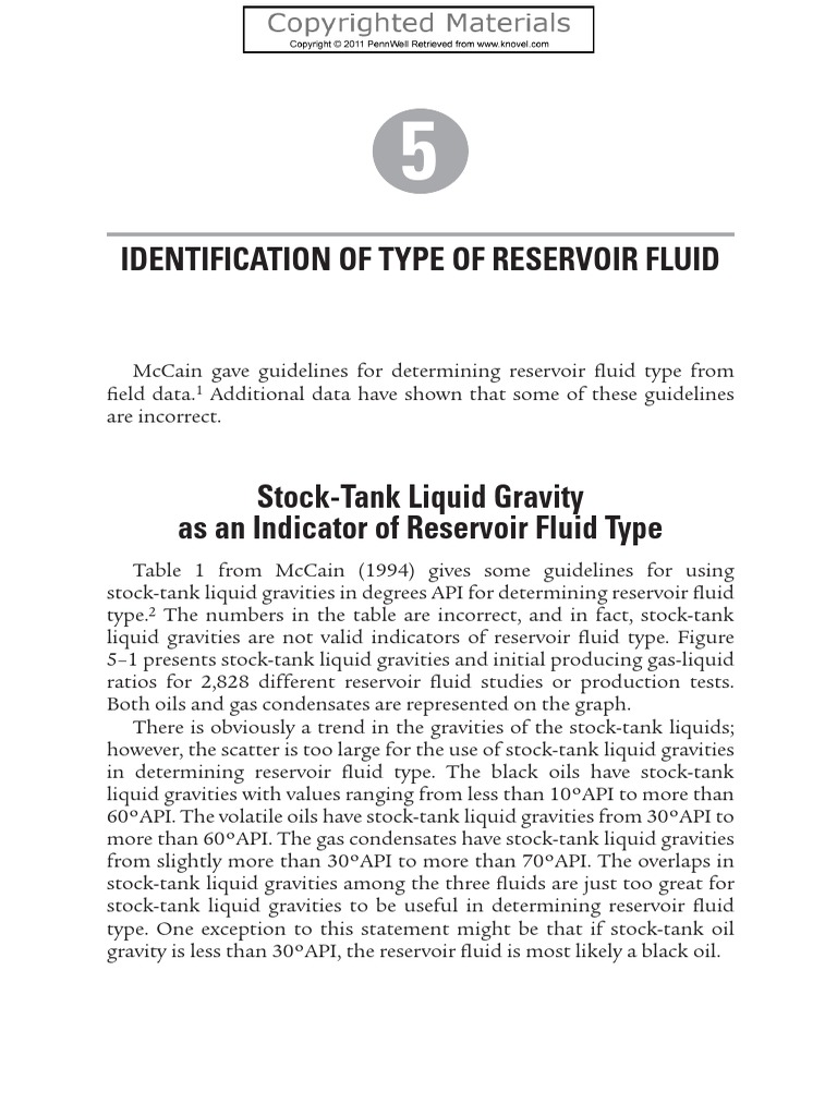 Identification of Type of Reservoir Fluid PDF Petroleum Reservoir Gases