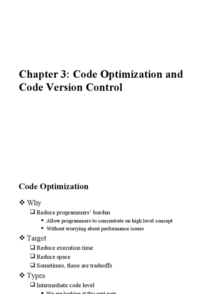 Chapter 3: Code Optimization and Code Version Control | PDF | Control ...