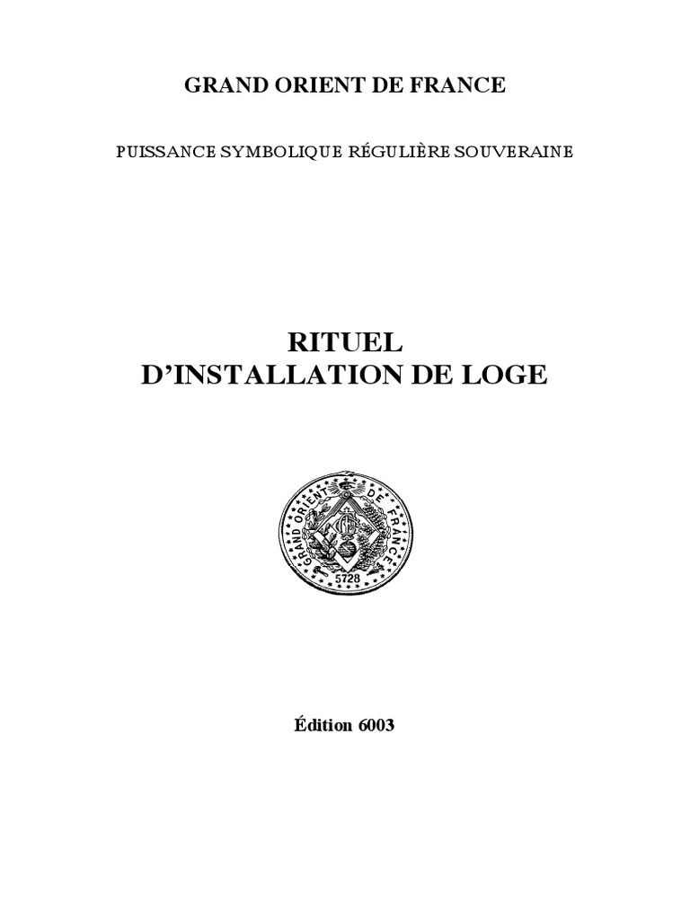 Rituel Saint Jean D Hiver Reaa Pdf R Installation PDF | PDF | Loge maçonnique | Fraternités