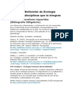 Unidad 1 DEFINICIÓN DE ECOLOGIA HUMANA Y SUS DISCIPLINAS