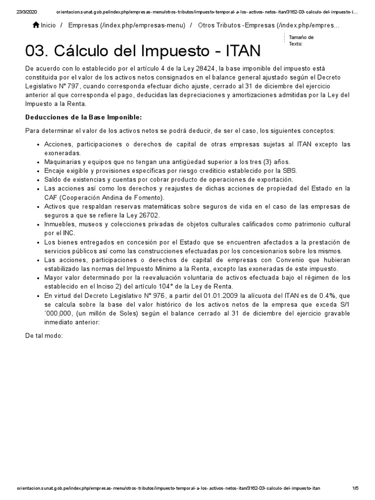 Cálculo del Impuesto ITAN | PDF | Impuesto sobre la renta | Impuestos