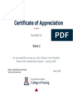 Certificate of Appreciation: Awarded To