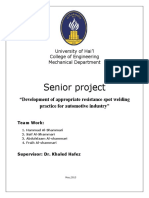 Senior Project: "Development of Appropriate Resistance Spot Welding Practice For Automotive Industry"