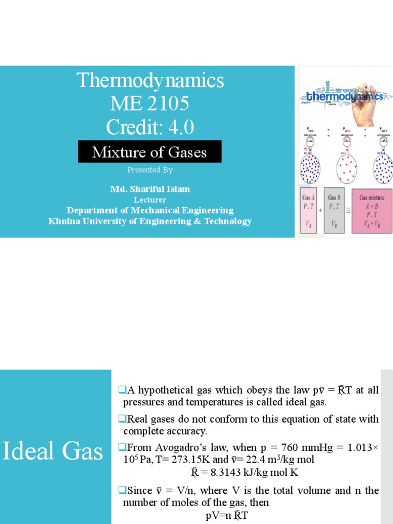 Mixture of Ideal Gases | PDF | Gases | Mole (Unit)