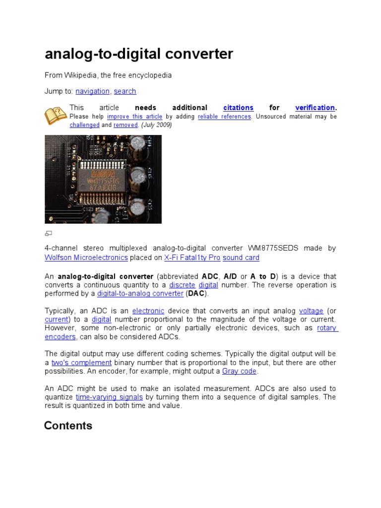 Analog-To-Digital Converter: Navigation Search | PDF | Analog To ...