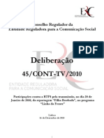 Deliberação 45/CONT-TV/2010 