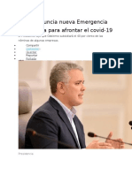 Duque Anuncia Nueva Emergencia Económica para Afrontar El Covid