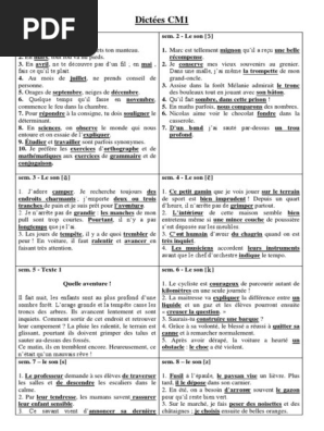 Cm1 Dictees Textes 1 Pdf La Nature