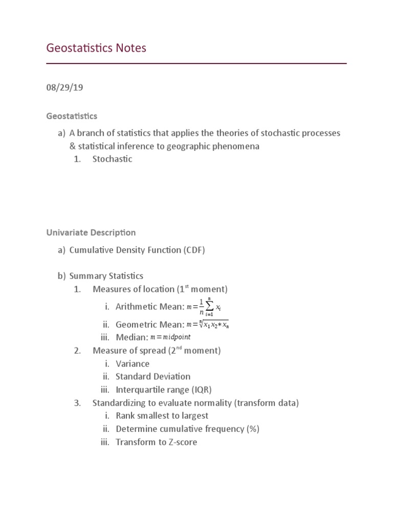 Geostatistics: Stochastic Processes Overview | PDF | Teaching Methods ...
