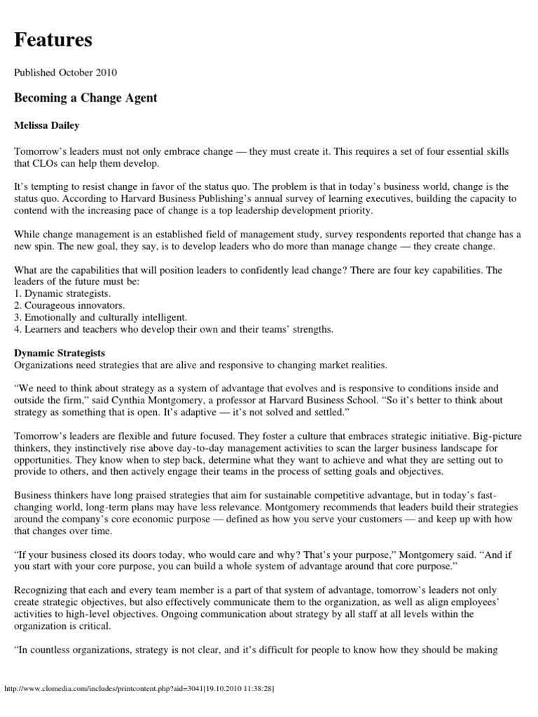 Becoming A Change Agent | PDF | Leadership | Innovation