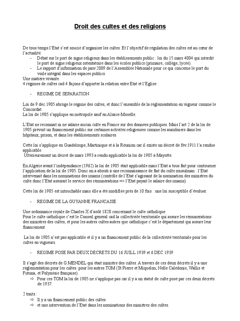 Dissertation Droit et Religion - Dissertation - Epyphyse