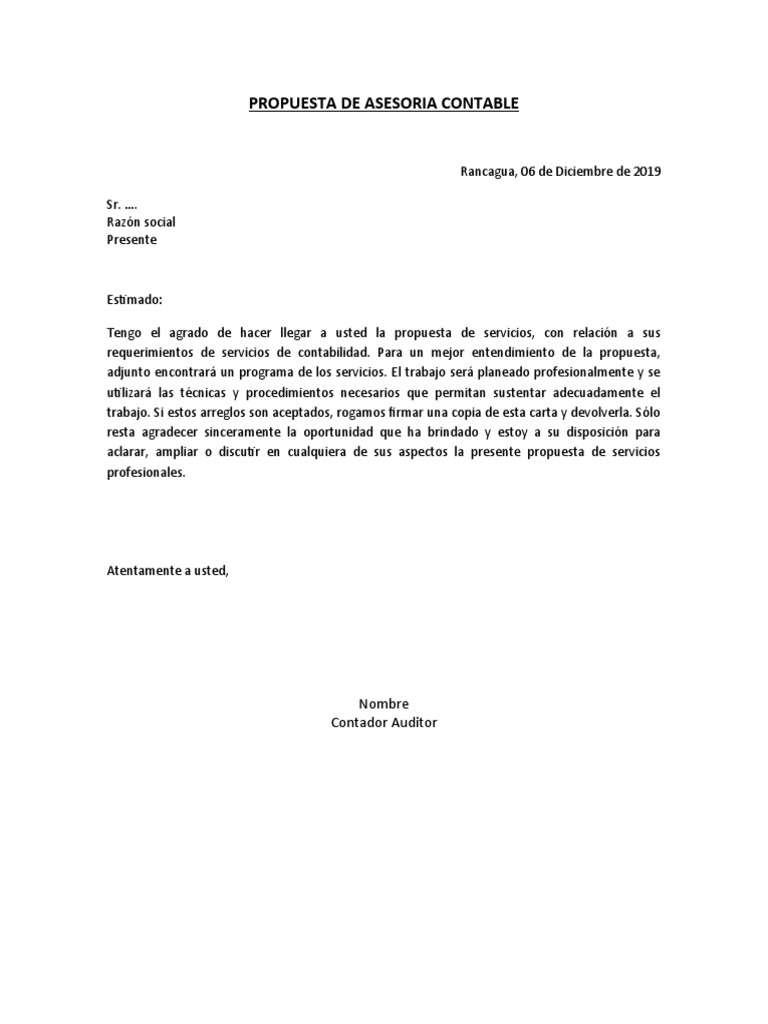 Formato Propuesta Contable | PDF | Contabilidad | Business
