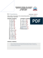 Ricardo Ramirez: Universidad Central Del Ecuador Instituto Académico de Idiomas Answer Sheet A2.1 Test Unit 6