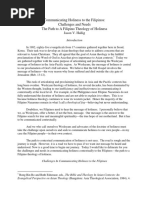 Communicating Holiness To The Filipinos: Challenges and Needs The Path To A Filipino Theology of Holiness